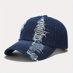Washed Ripped Denim Peaked Cap Outdoor Sun Protection Baseball Cap