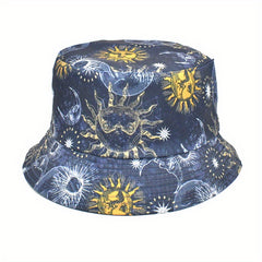 Cartoon Pattern Print Bucket Hat Lightweight Mushroom Whale Sun Hat
