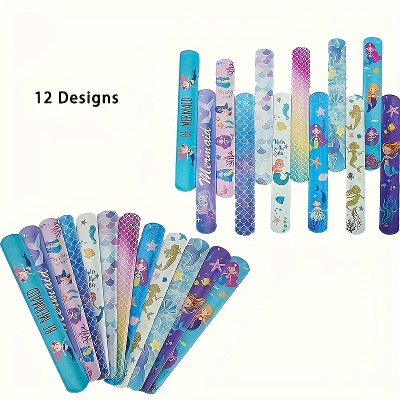 Mermaid Slap Bracelets 12pcs Vibrant Party Favors & Birthday for Kids