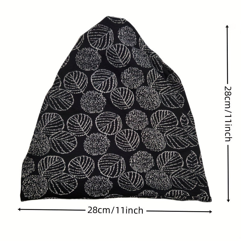 Leaf Print Beanie Turban Cap Soft Lightweight Chemo Hats