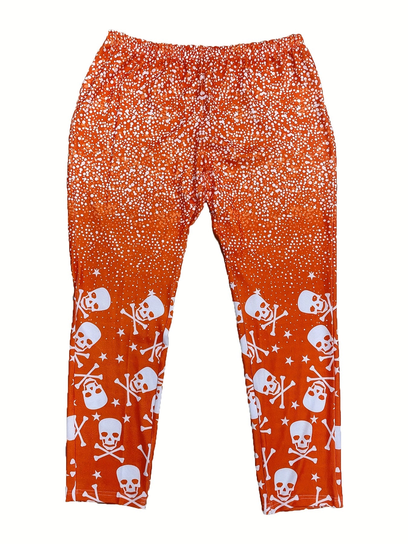Women's Plus Gothic Skull & Splash Print Leggings