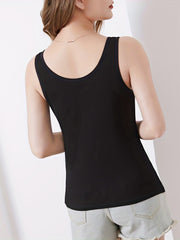 Women's Solid Padded Tank Top Soft & Comfy Stretch Sleeveless Lingerie