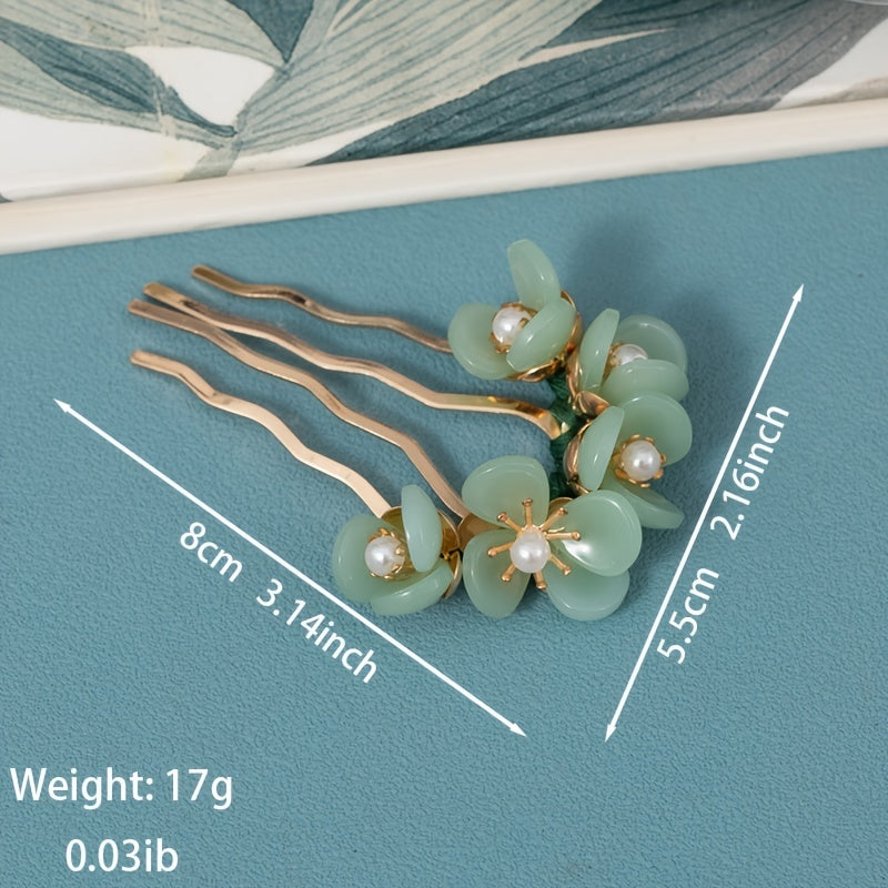 Flower Jade Hairpins Classic Hair Comb Hair Accessories