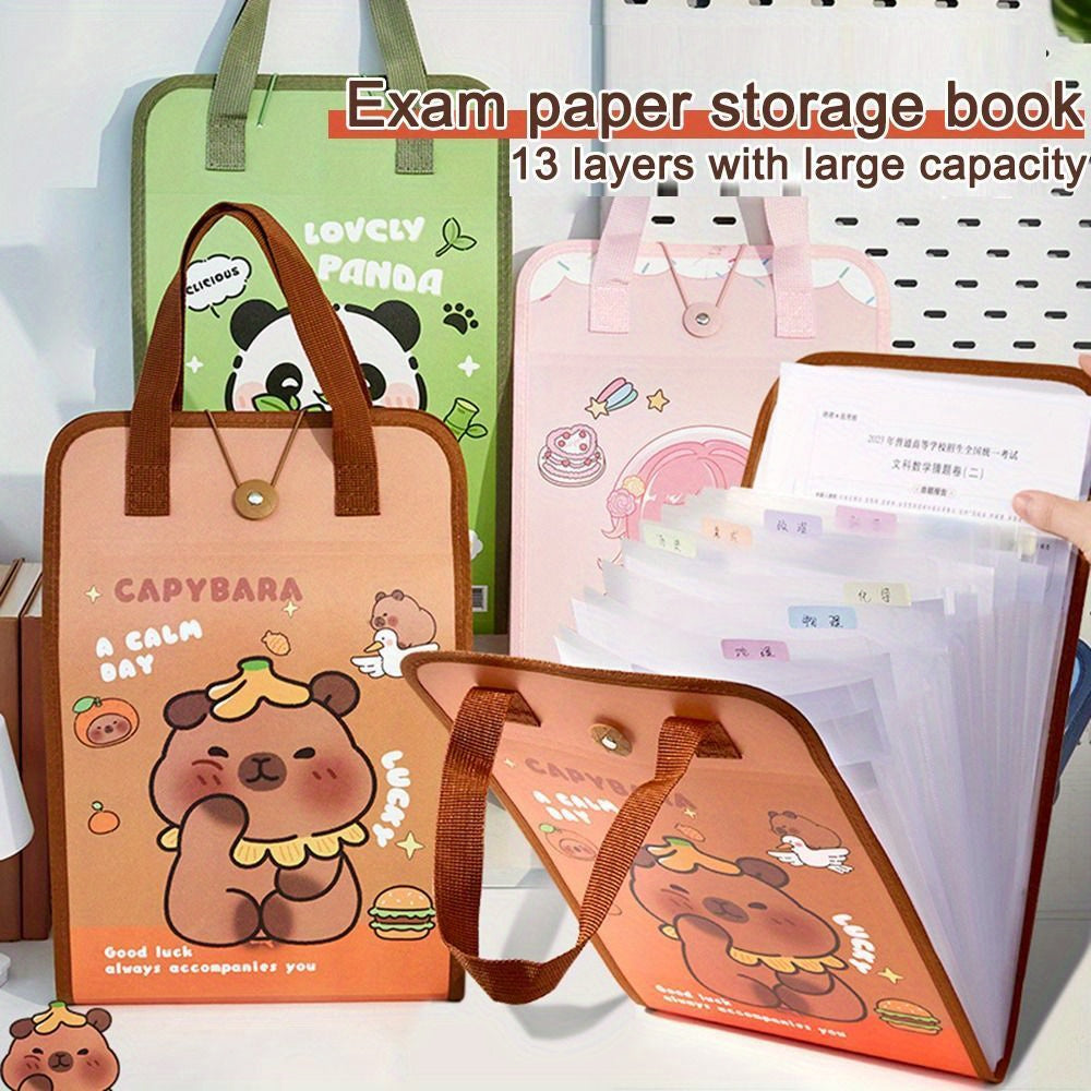 Cute Capybara Accordion Organizer for Students - Waterproof & Portable