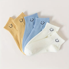 9 Pairs Smiling Print Socks Comfy & Breathable Women's Stockings
