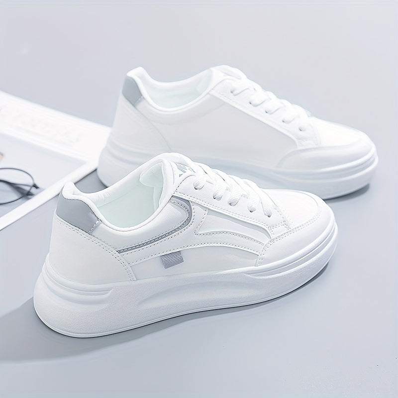 Women Round Toe Flat Sneakers Lace Up Low Top Board Shoes