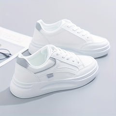 Women Round Toe Flat Sneakers Lace Up Low Top Board Shoes
