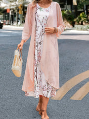  Floral Tank Dress & Cardigan 2 Piece Set