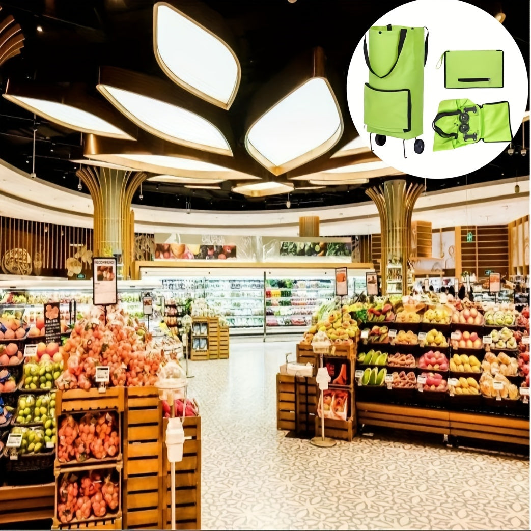 Portable Shopping Cart Bag Foldable Trailer Bag With Wheels