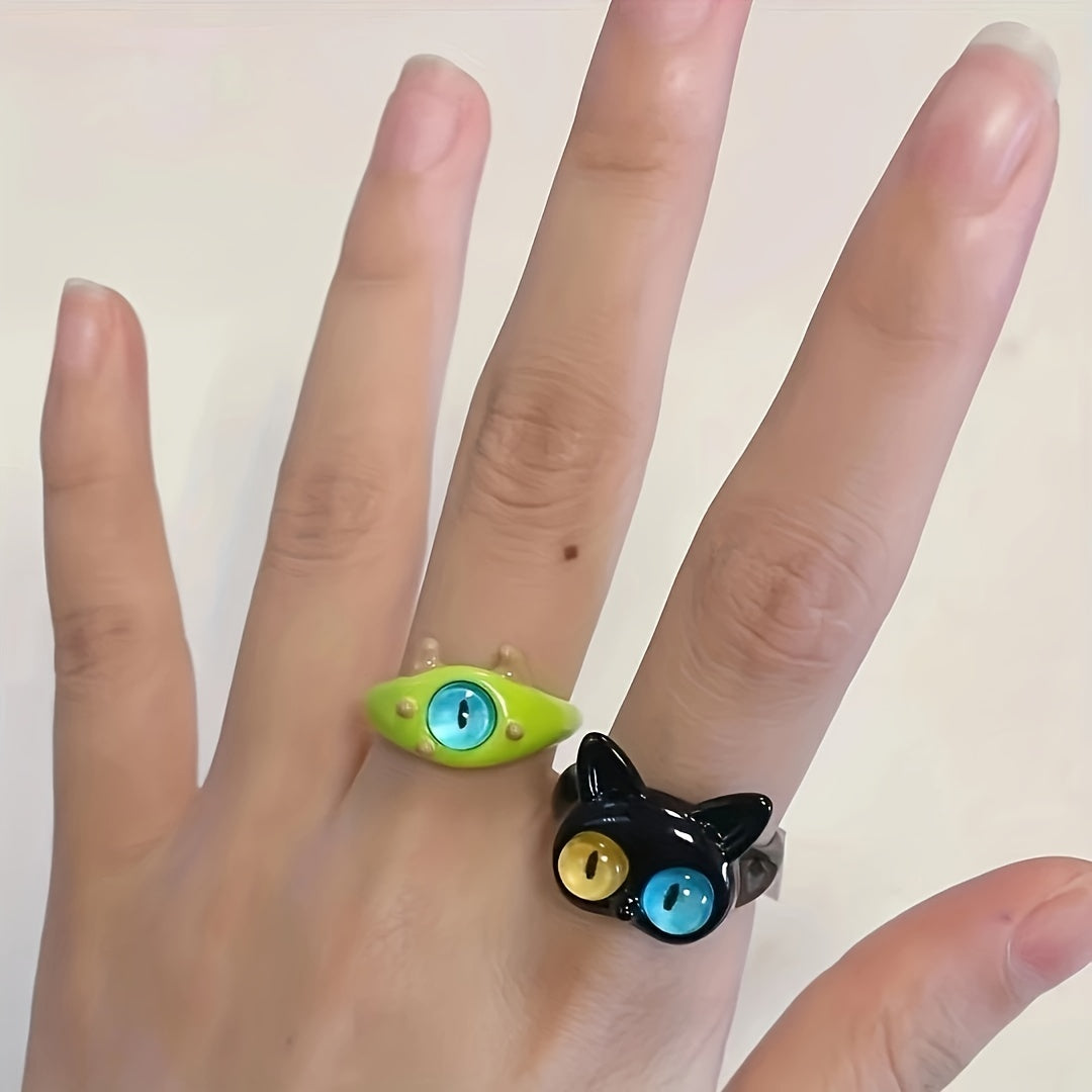 Double Eye Cat Ring For Men Daily Decoration Gift Family Friends
