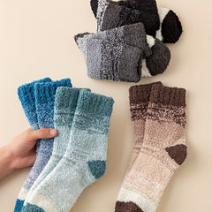 5 Pairs Ombre Crew Socks Warm Fuzzy Women's Stockings