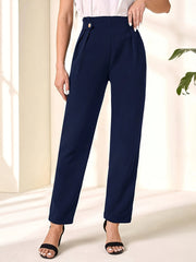  Casual Pants Women's Plus Solid Elastic Straight Leg Trousers
