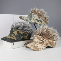 Camouflage Wig Baseball Cap Lightweight Adjustable Fluffy Hair Sun Hat