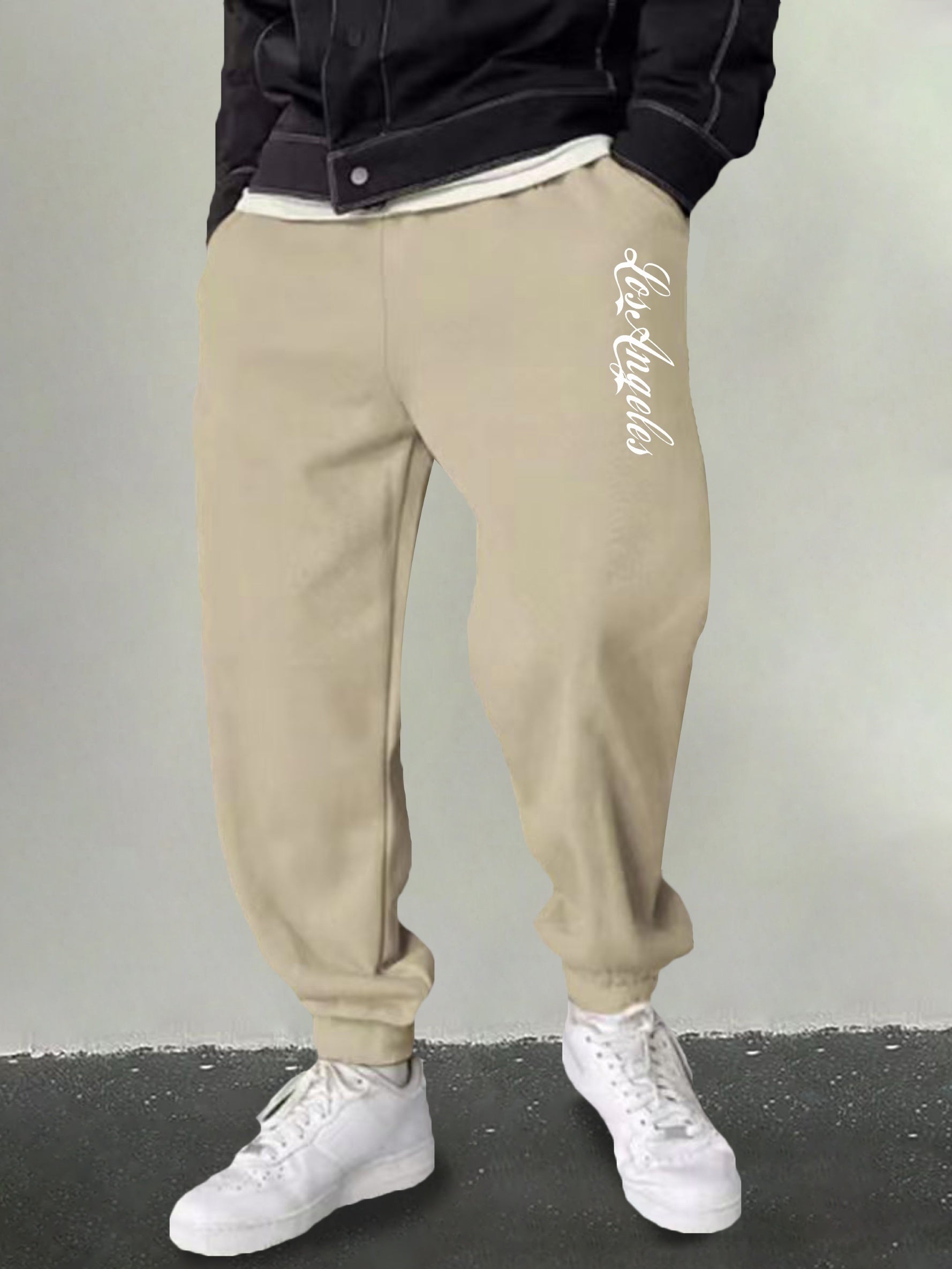 Men's LA Print Sweatpants Casual Stretch Breathable Drawstring Pants