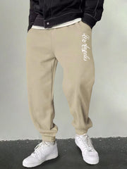 Men's LA Print Sweatpants Casual Stretch Breathable Drawstring Pants