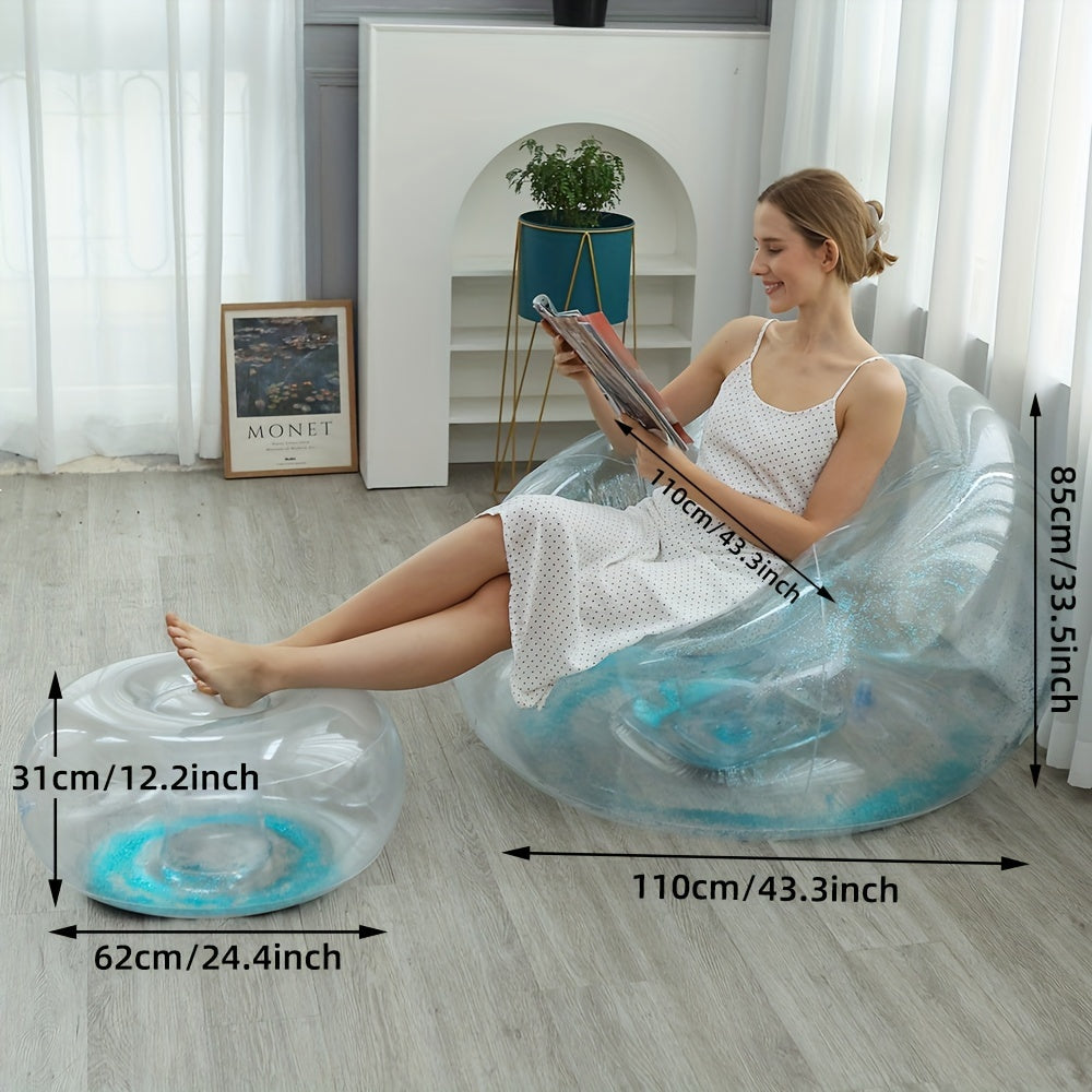 Portable Inflatable Lazy Sofa Bed Transparent Sofa for Indoor and Outdoor