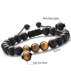 1PC Braided Rope Tiger Eye Stone Bracelet Men Women Matte Agate Bangle