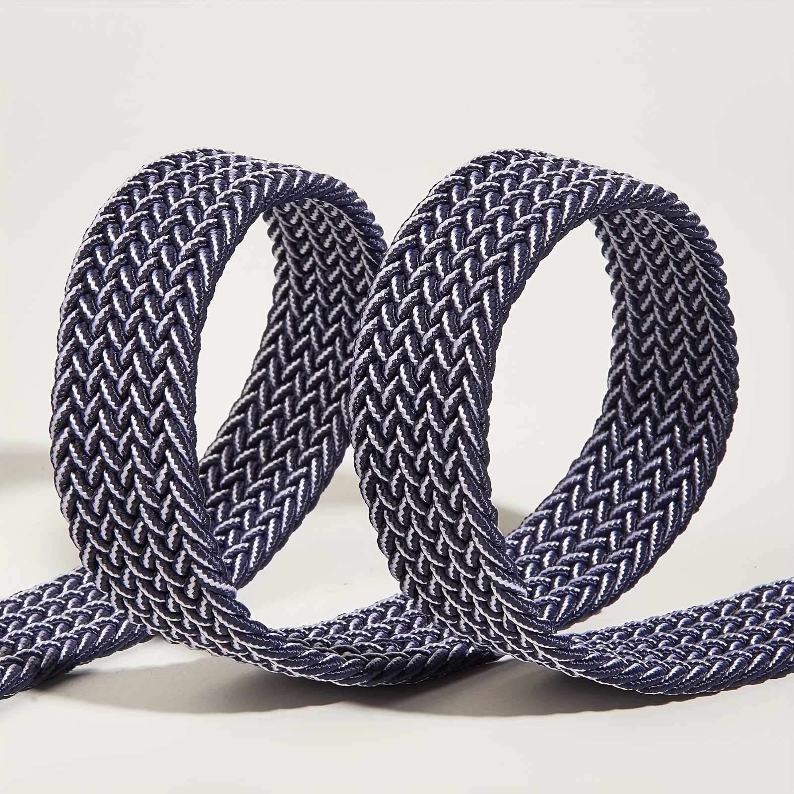 Men's Casual Woven Leather Belt - Elastic Canvas Youth Belt