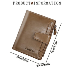 RFID Men's Leather Wallet Short Slim Money Clip