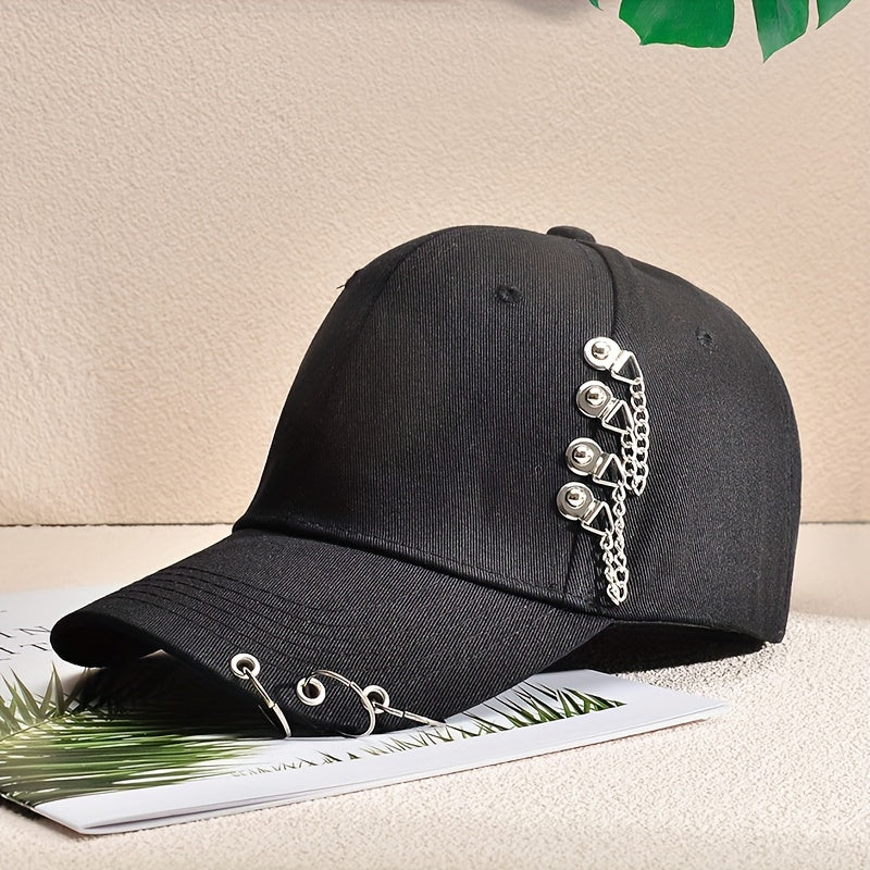 Ring Chain Decor Baseball Cap Kpop Couple Casual Sun Hat Unisex Dad Hats