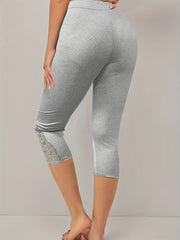 Lace Skinny Capris Leggings for Women