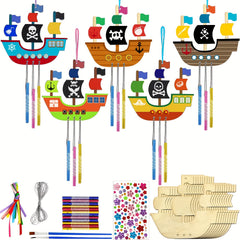 Pirate Wind Chime Kit for Kids - DIY Wooden Arts and Crafts