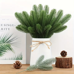 24Pcs Faux Green Pine Needles Cedar Greenery Leaves Garlands Indoor Outdoor