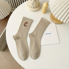 5 Pairs Letter Print Socks All-match Women's Stockings