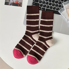 Colorblock Striped Socks Mid Tube Women's Stockings