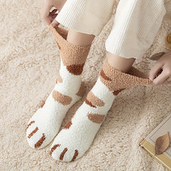 5 Pairs Cat Claw Print Socks Warm Women's Stockings