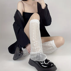 Floral Lace Leg Warmers Ruffle Knee High Socks Women's Stockings