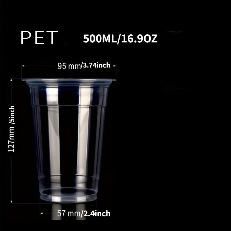 50pcs Disposable Water Cups 12oz 17oz 24oz Leak Proof Plastic Coffee Cups