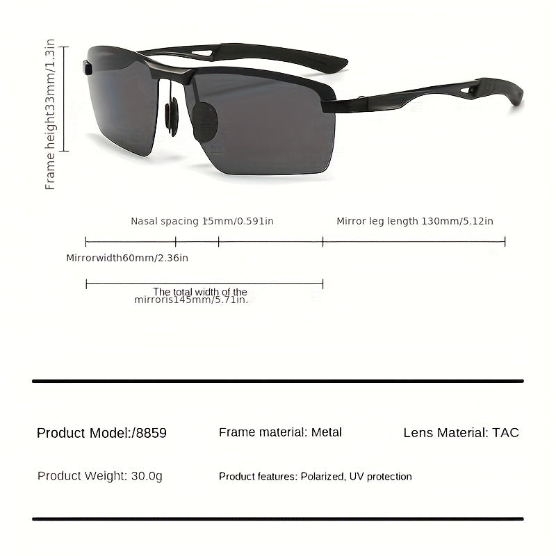 Polarized Sunglasses Half Frame Cycling Driving Glasses Night Lens Zipper Case