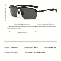 Polarized Sunglasses Half Frame Cycling Driving Glasses Night Lens Zipper Case