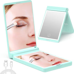 Compact LED Travel Makeup Mirror Rechargeable 1x 3x Magnifying Mirror