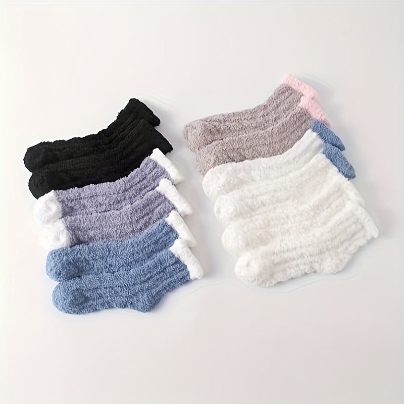 12 Pairs Colorblock Fuzzy Socks - Women's Mid Tube Stockings