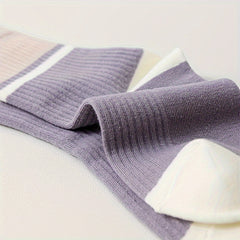 5 Pairs Striped Crew Socks Breathable Mid Tube Stockings