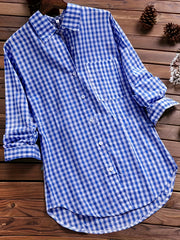  Gingham Print Long Sleeve Shirt