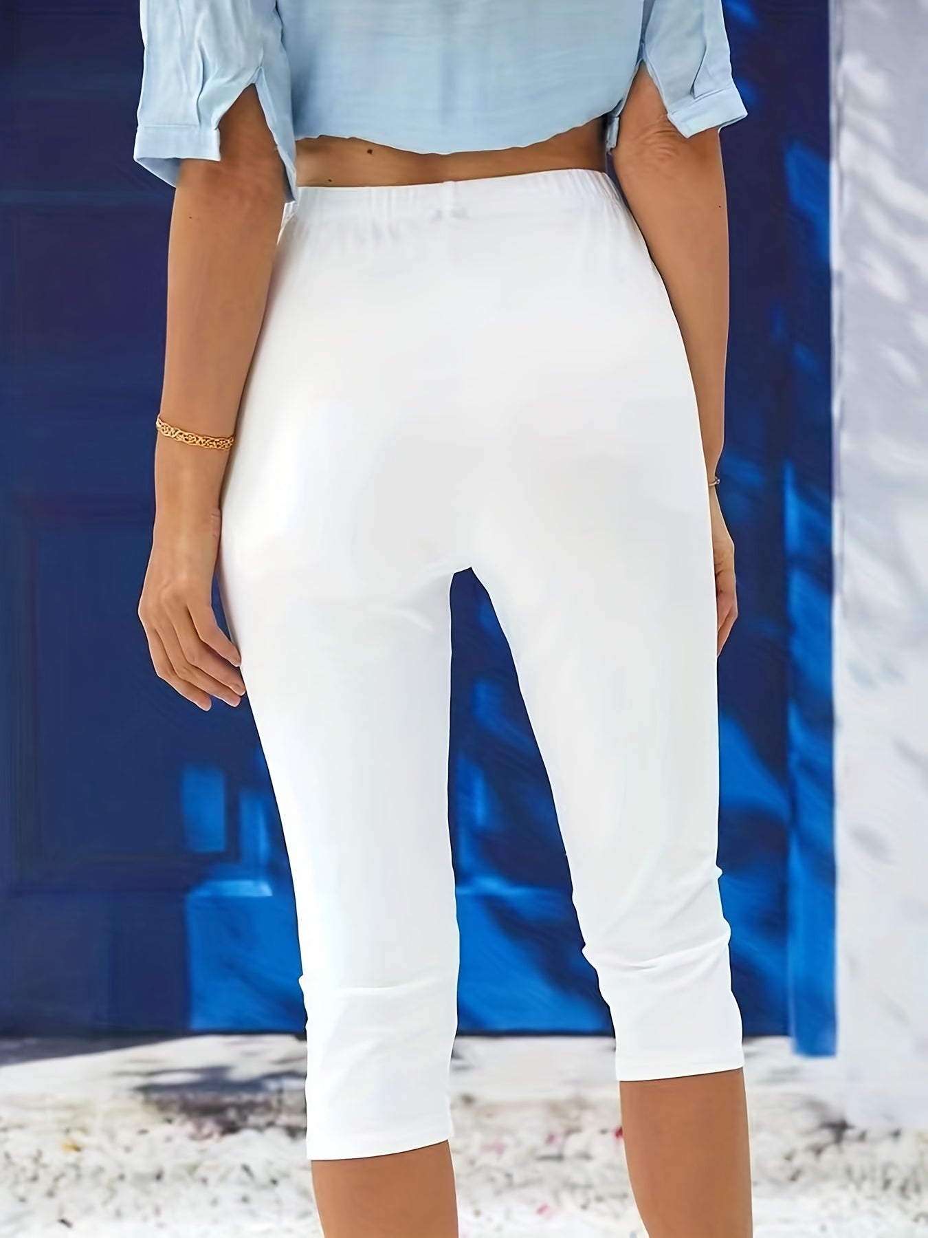 Solid Skinny Capris Leggings for Women