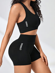 Yoga Workout Set Sports Bra & High Waist Shorts