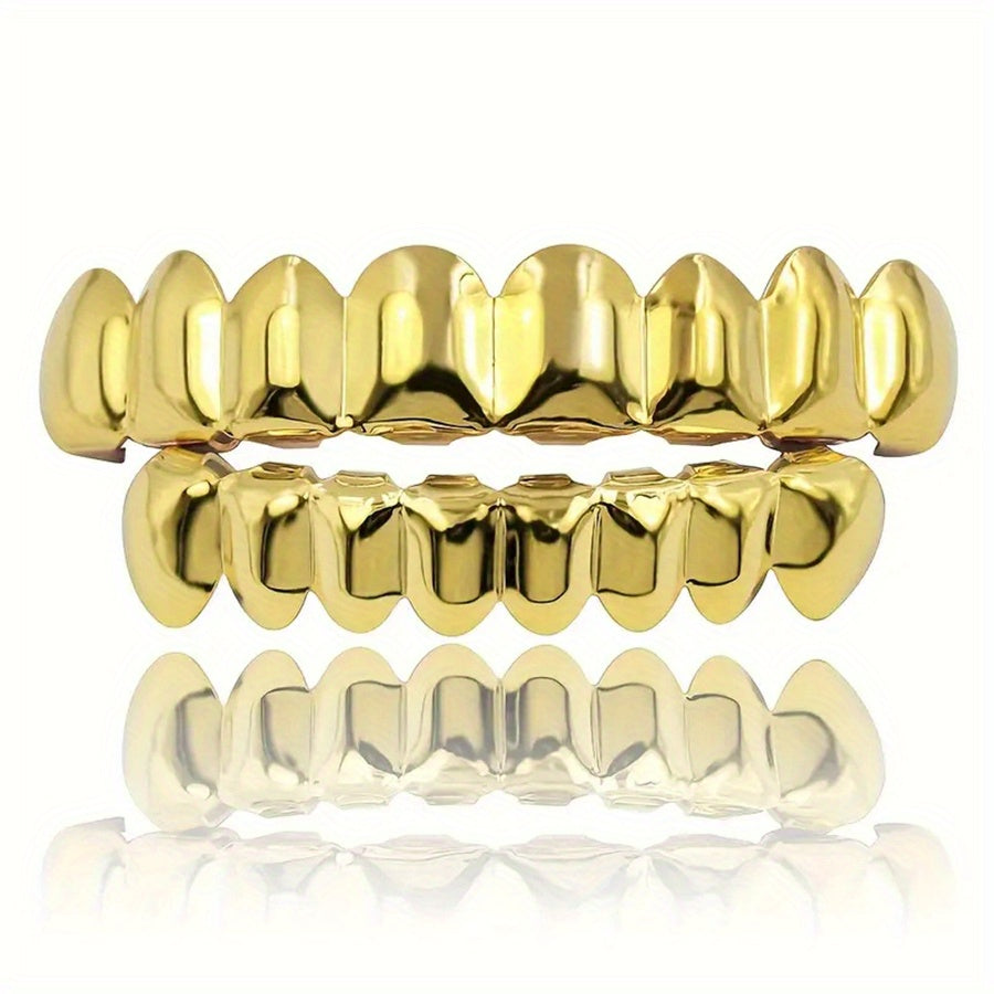 Silvery Teeth Grillz Set Top & Bottom Hip Hop Rapper Jewelry