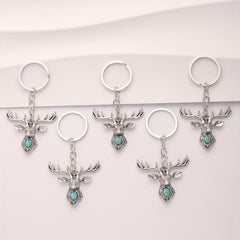 5pcs Deer Head Key Chains Alloy Jewelry Business Luggage Bag Pendant Halloween