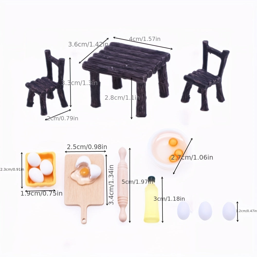 Mini Dollhouse Food Toy Set - Pretend Play Kitchen Accessories
