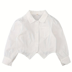 Girls Cotton Shirt College Style Long Sleeve Top School Uniform
