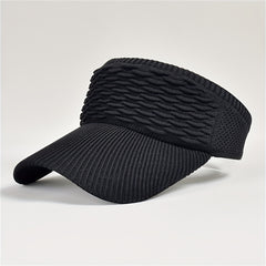 Adjustable Solid Visor Hat Lightweight Ruched Knitted Sun Hat