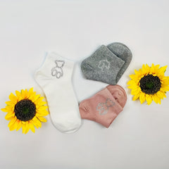 Bear Rhinestone Socks 5 Pairs Women's Crew Short Stockings