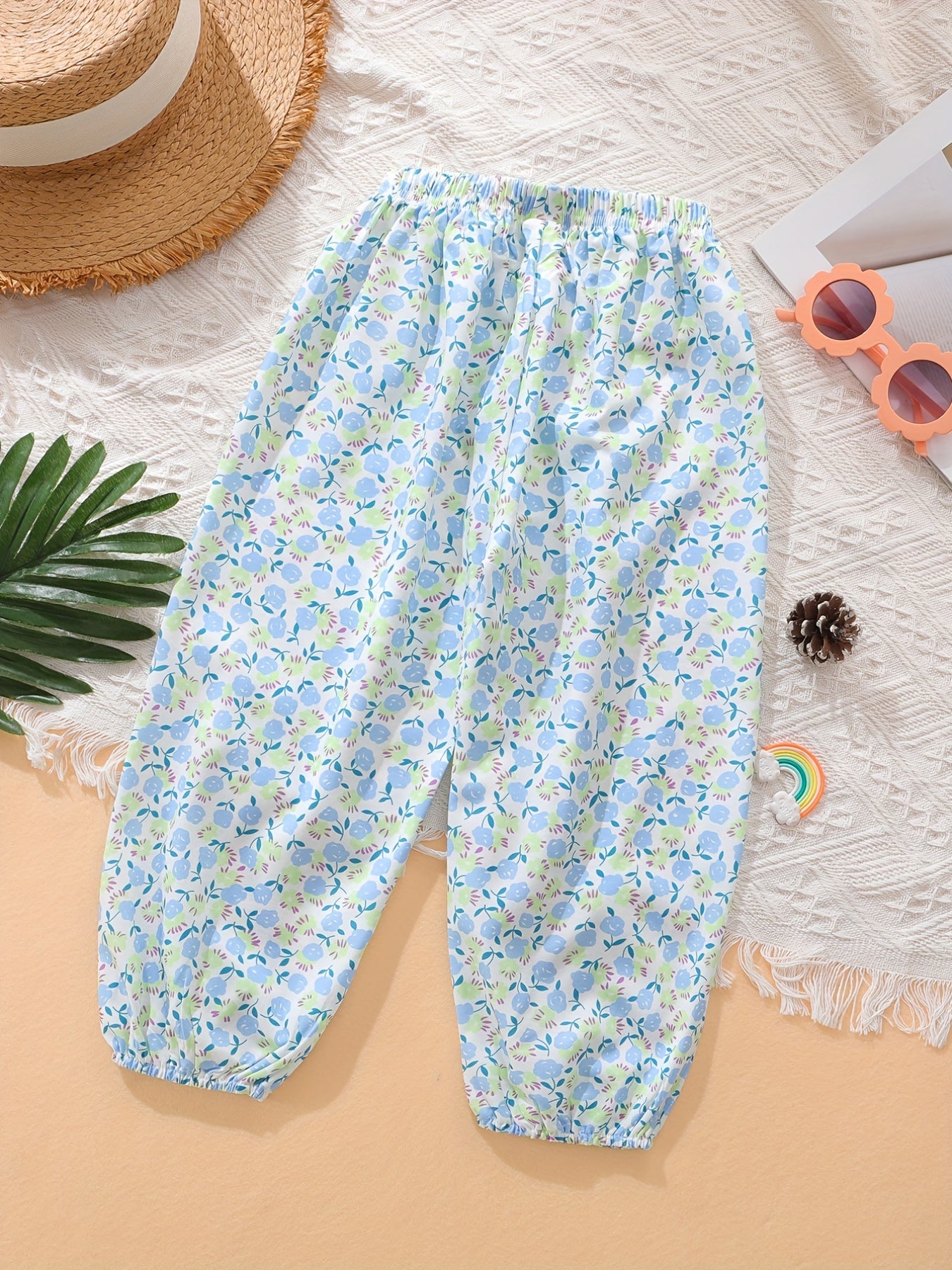 Toddler Girls Floral Graphic Trousers Elastic Waist Casual Jogger Pants