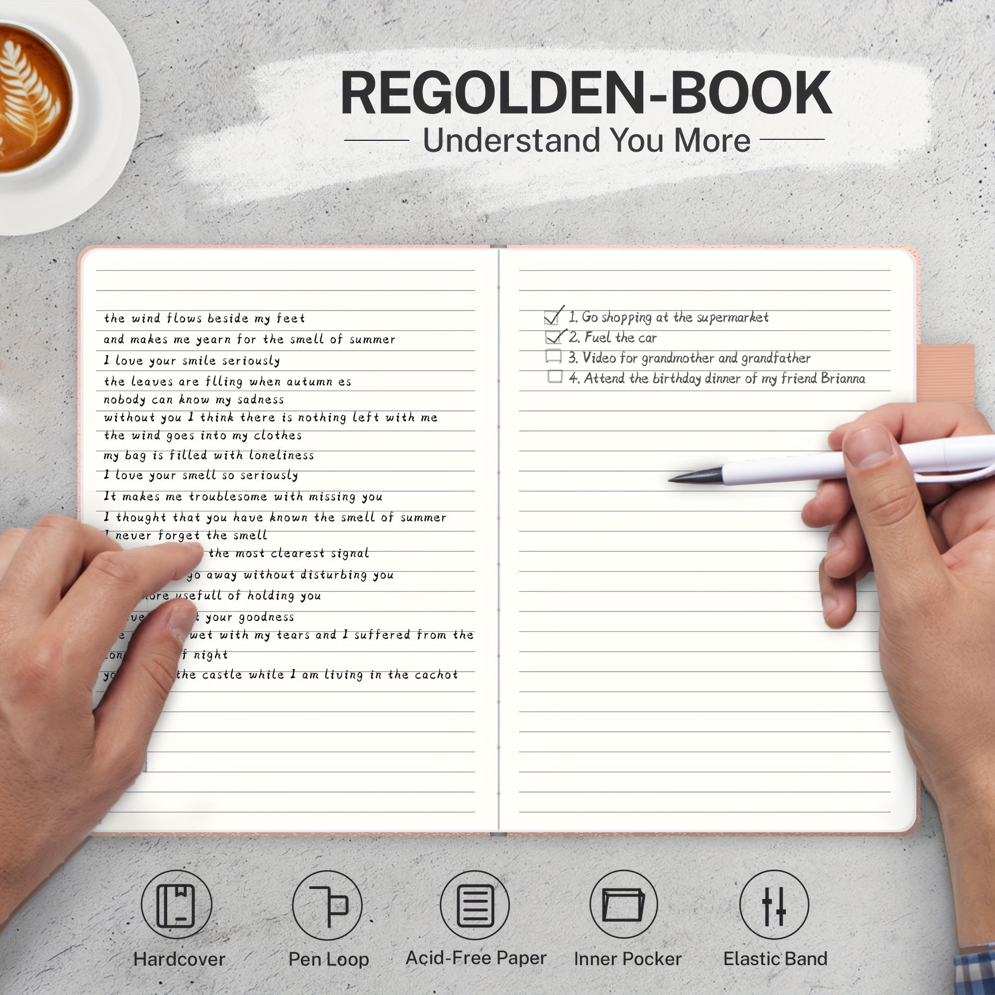A5 Hardcover Ruled Notebook Thick Paper Lined Journal 176 Pages