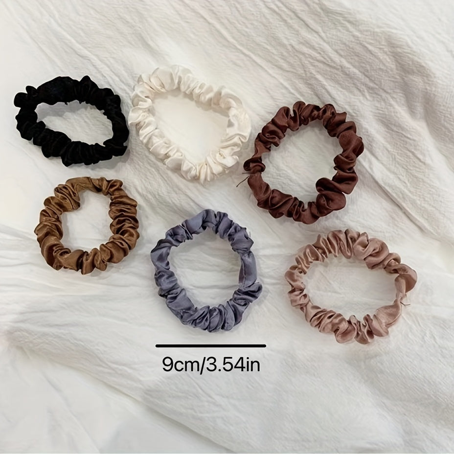 6pcs Coffee Colored Large Scrunchie Hair Tie Solid Hair Tie