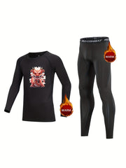 Kids Compression Fleece Sets Long Sleeve Pullover & Matching Pants
